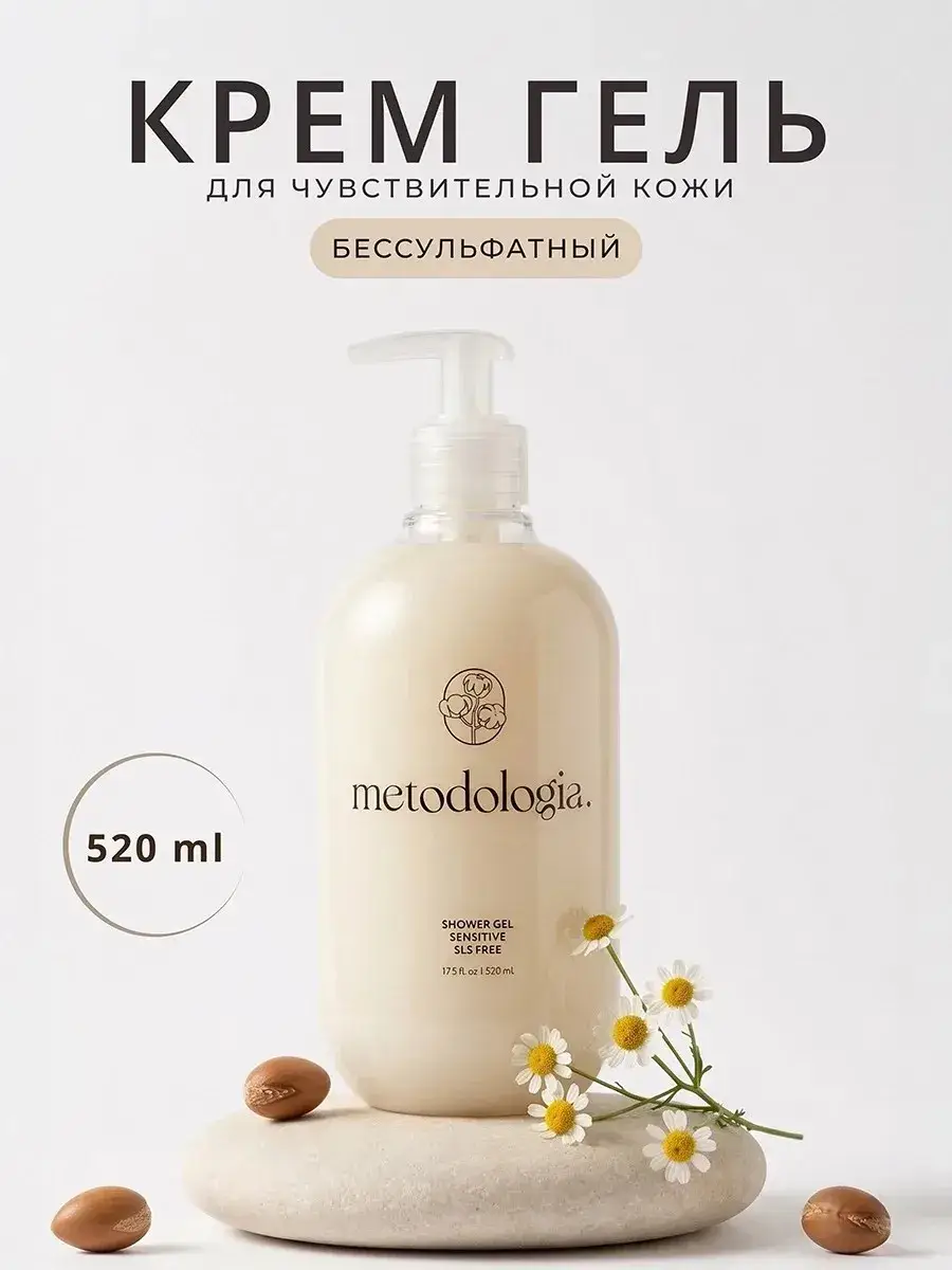 Metodologia Sensitive Unscented Shower Cream Gel, 520 ml