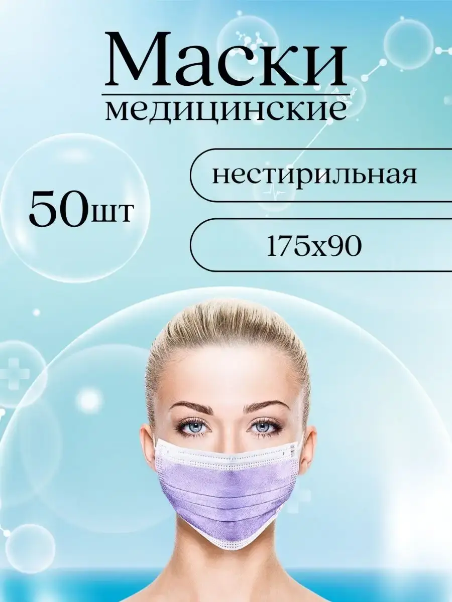 NAIL ID Disposable Medical Face Mask Purple 50 Pack