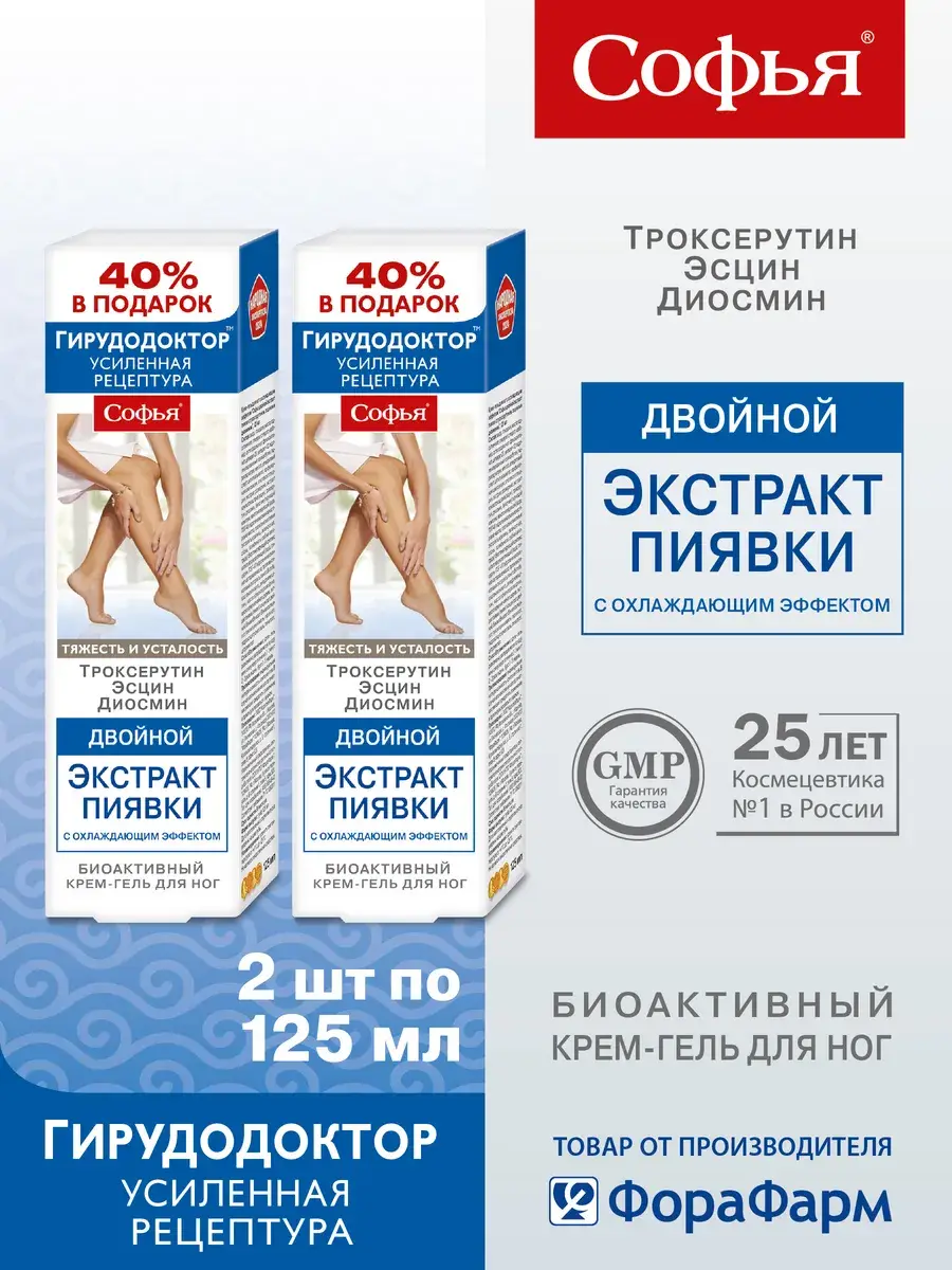 Sofya Leech Extract Leg Cream-Gel, 250 ml, 2 Pieces