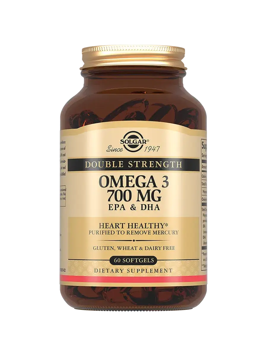 SOLGAR Double Strength Omega-3 EPA & DHA Softgels, 60 Capsules 700 mg, 60 Count