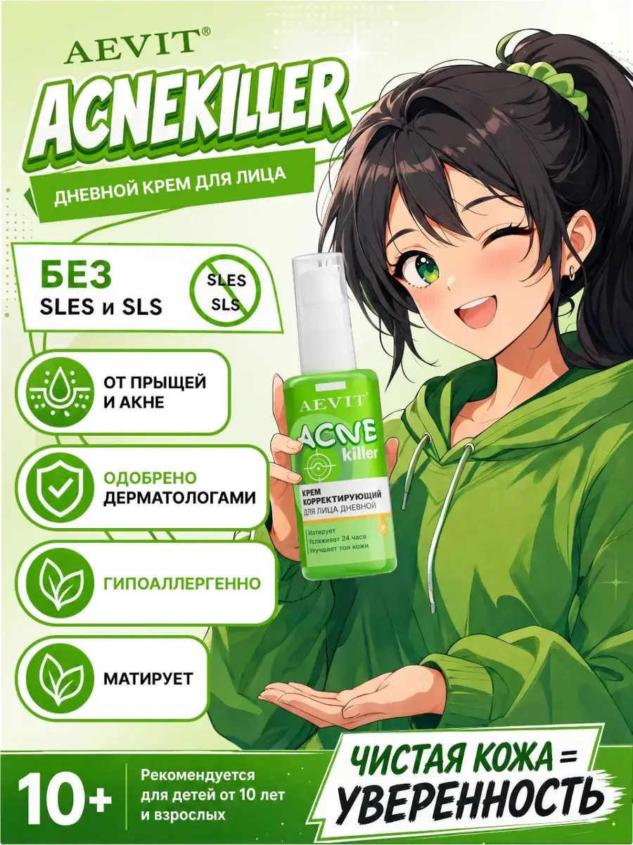 AEVIT Acnekiller Day Face Cream for Oily Skin, 50 ml