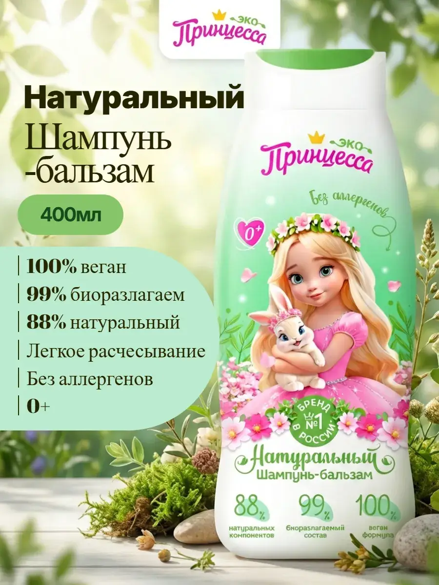 Princess Natural Shampoo and Balm 400 ml