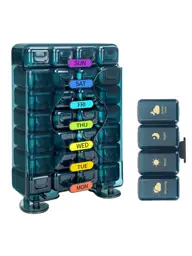 NNNB Weekly Pill Organizer, 4 Compartments, Blue Tablets #1