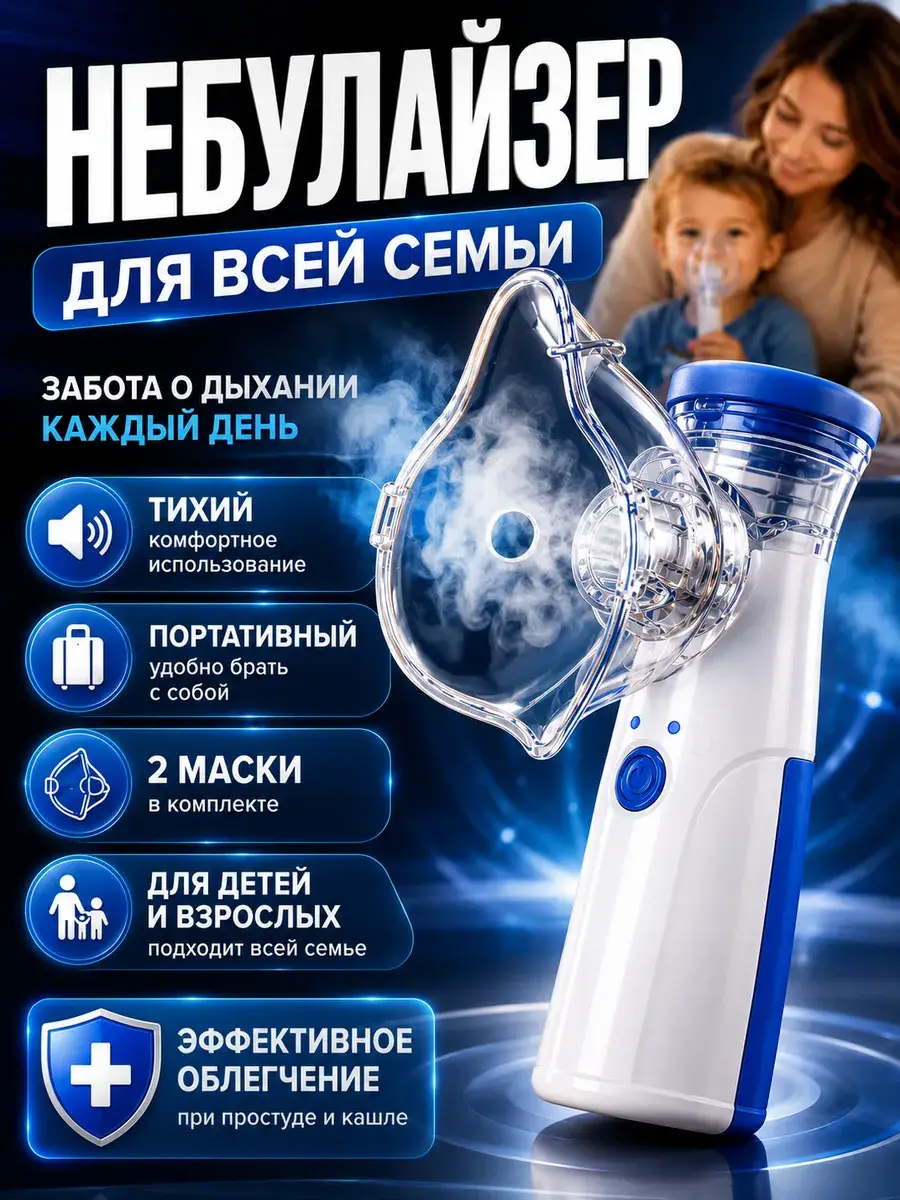 Portable Mesh Nebulizer Inhaler for Adults and Children White