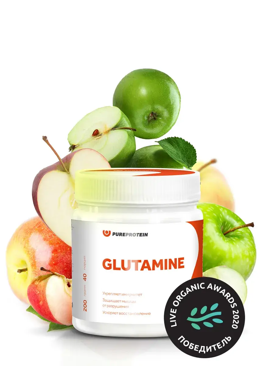 PUREPROTEIN L-Glutamine Green Apple Powder 40 Servings