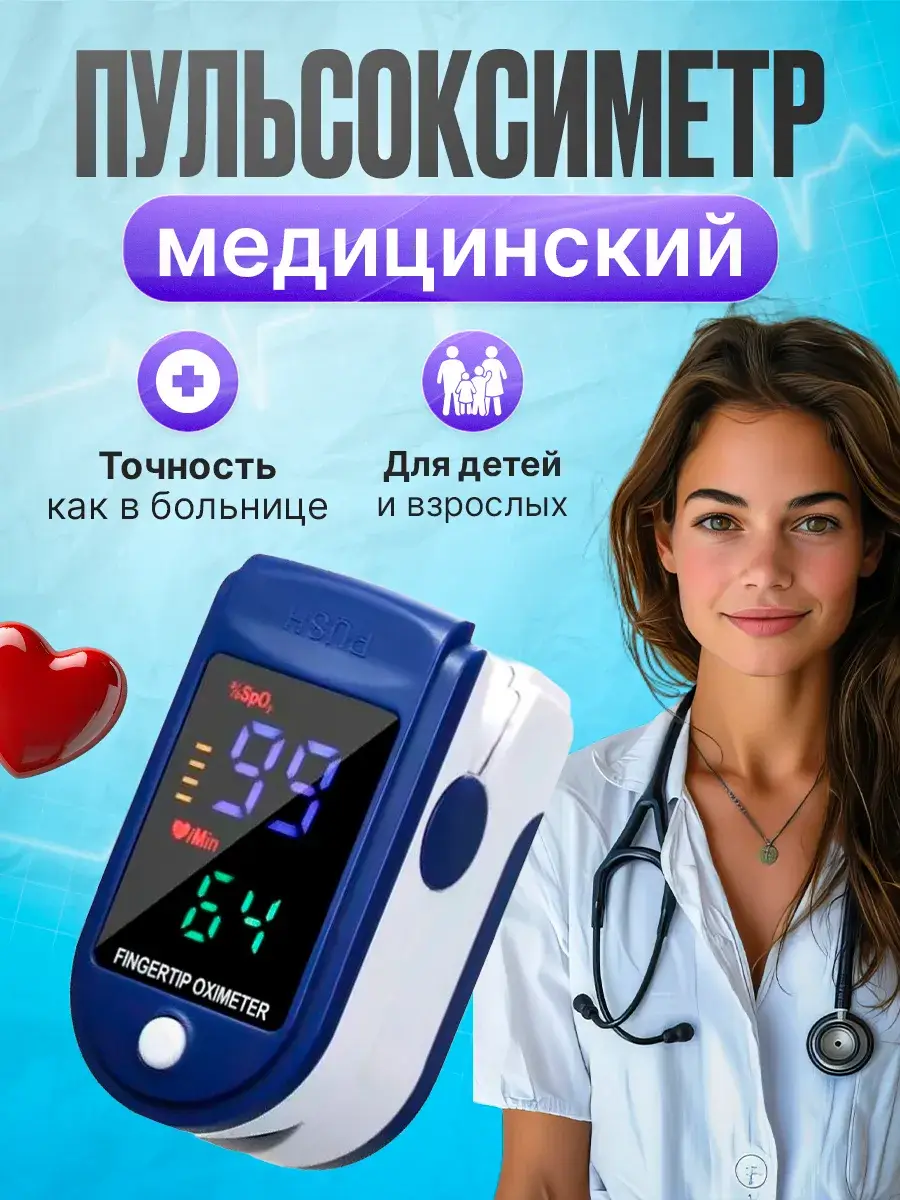 SMJ LK87 Pulse Oximeter, White/Blue, 1 Pack
