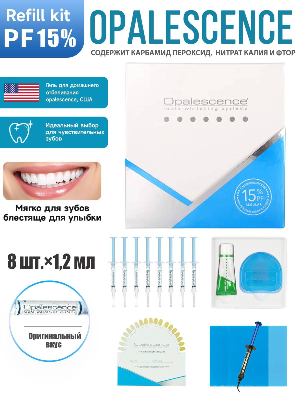 Opalescence PF 15% Teeth Whitening Gel Original Flavor 8 Pack