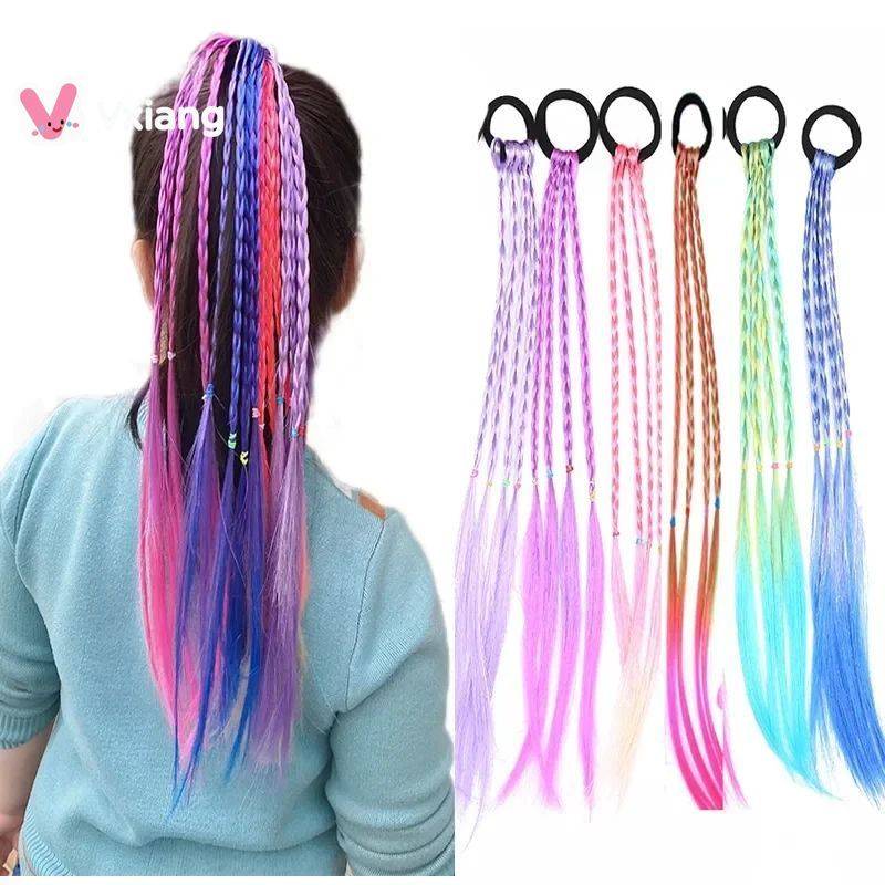 Multicolor Children Hair Ties with Braids, 1 Pack