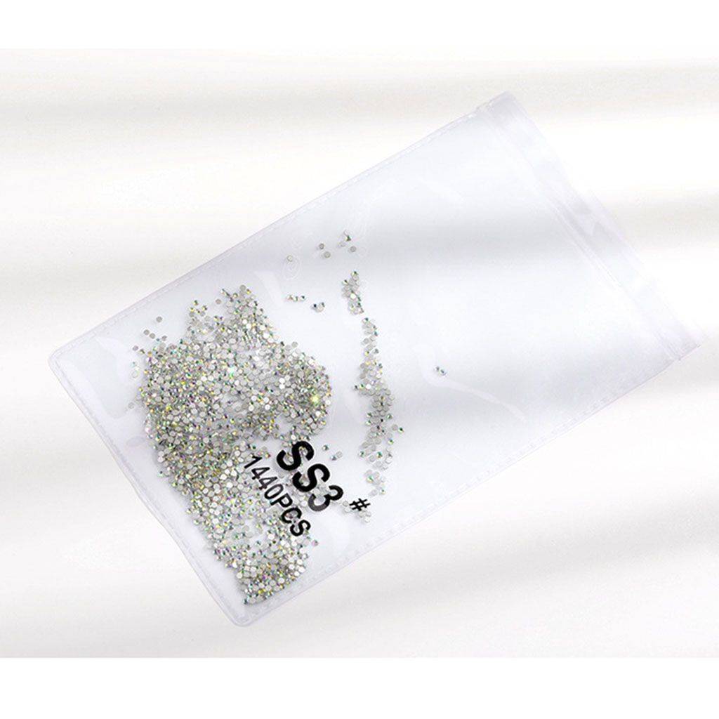 Flatback Rhinestones 1440 Pack AB Transparent Round Glass Nail Diamonds 1.2 mm