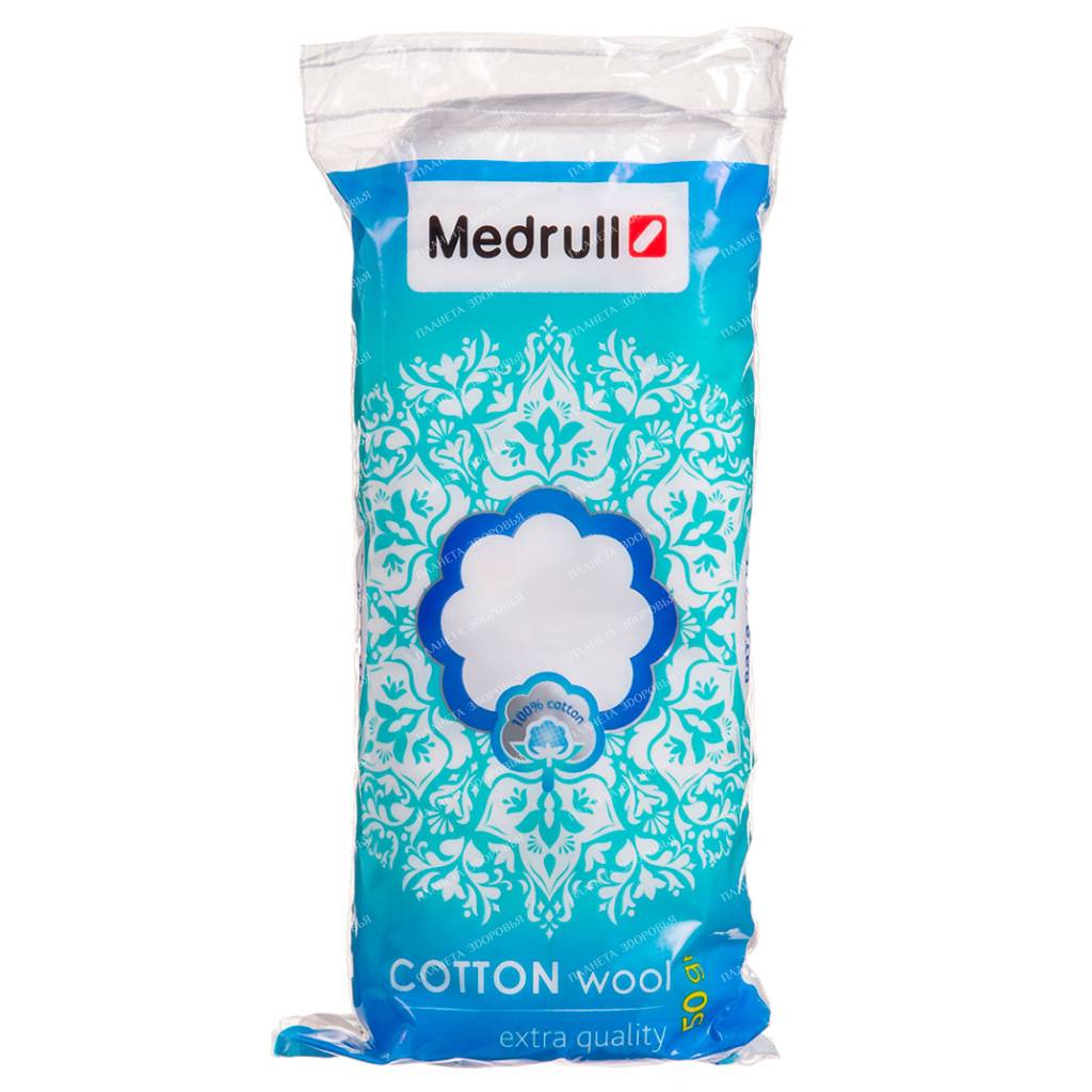 Medical surgical cotton wool Medrull non-sterile 50g (zig-zag)