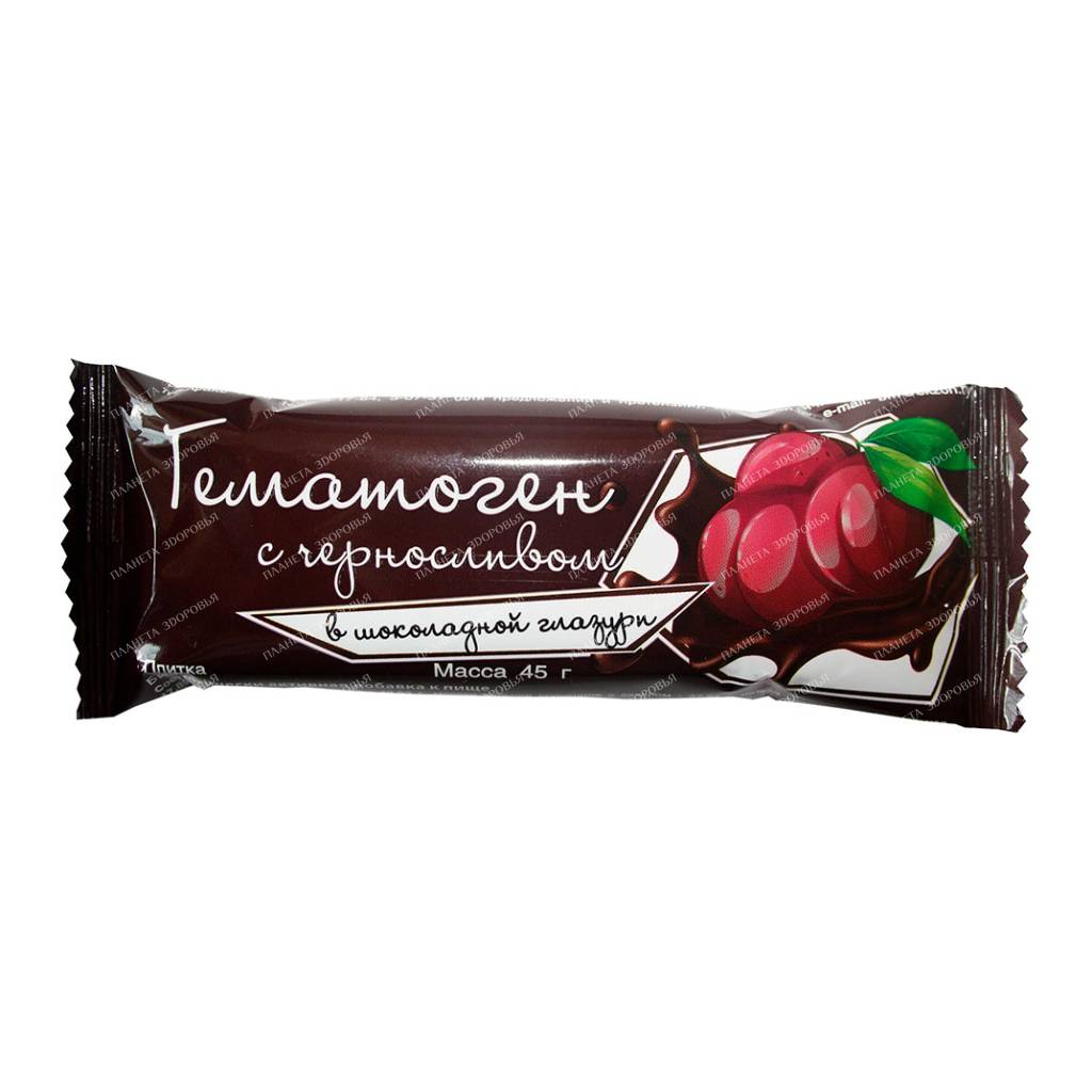 BAA for food "Hematogen with prunes in dark glaze", bar 45g