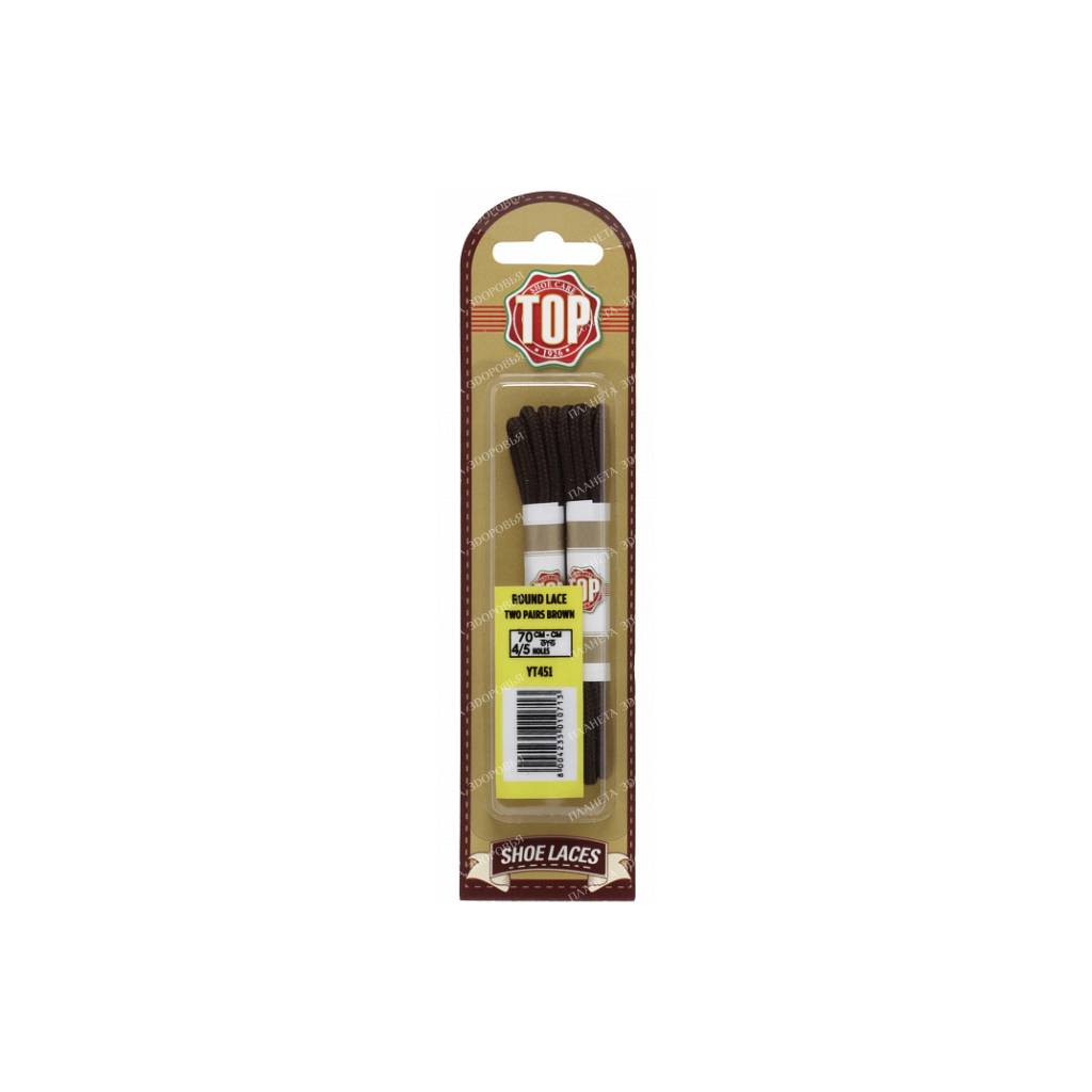 TOP Laces round 70 cm - brown (2 pairs per pack)