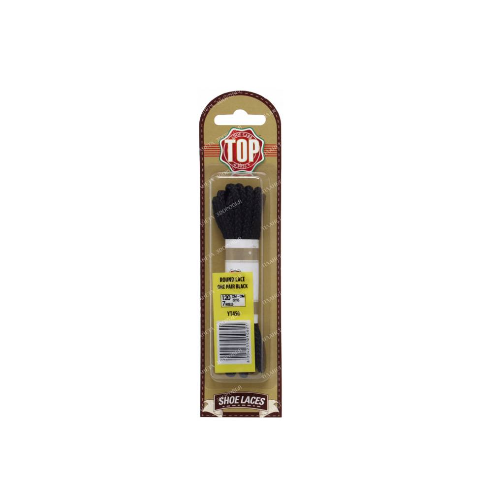 TOP Laces round 120 cm - black (1 pair per pack)