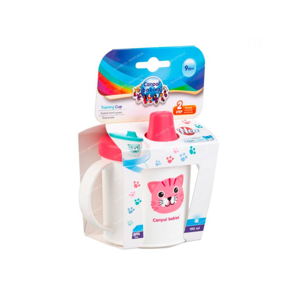 Canpol babies Cup with hard spout (educational / "Happy Faces" 9+) 190ml 31/213