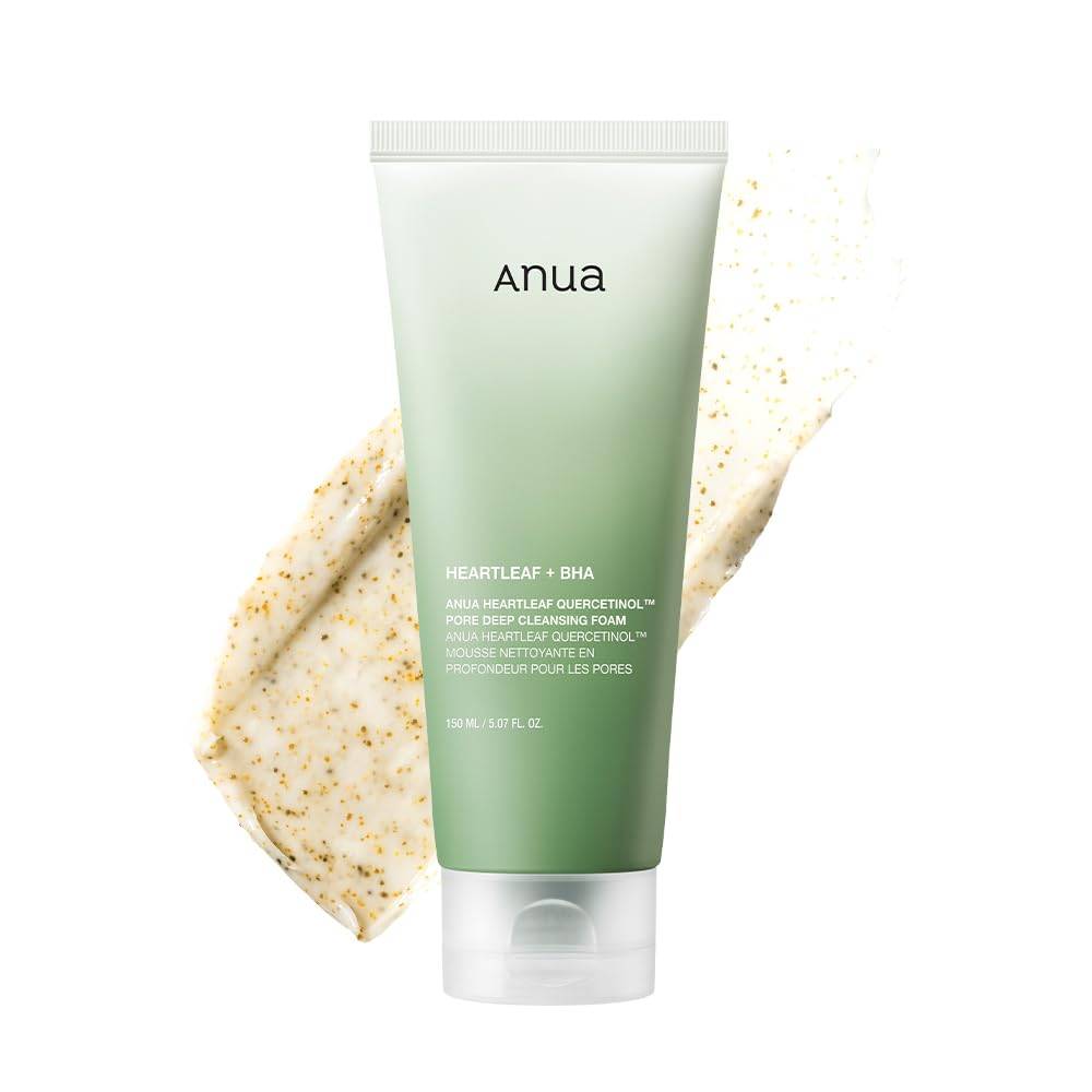 Anua Heartleaf Quercetinol Pore Deep Cleansing Foam, Face wash for Pore Refining Cleanser, Hydrating Daily Facial Cleanser For Double Cleansing, Gentle Foaming with BHA, Korean Skincare, 5.07 fl.oz