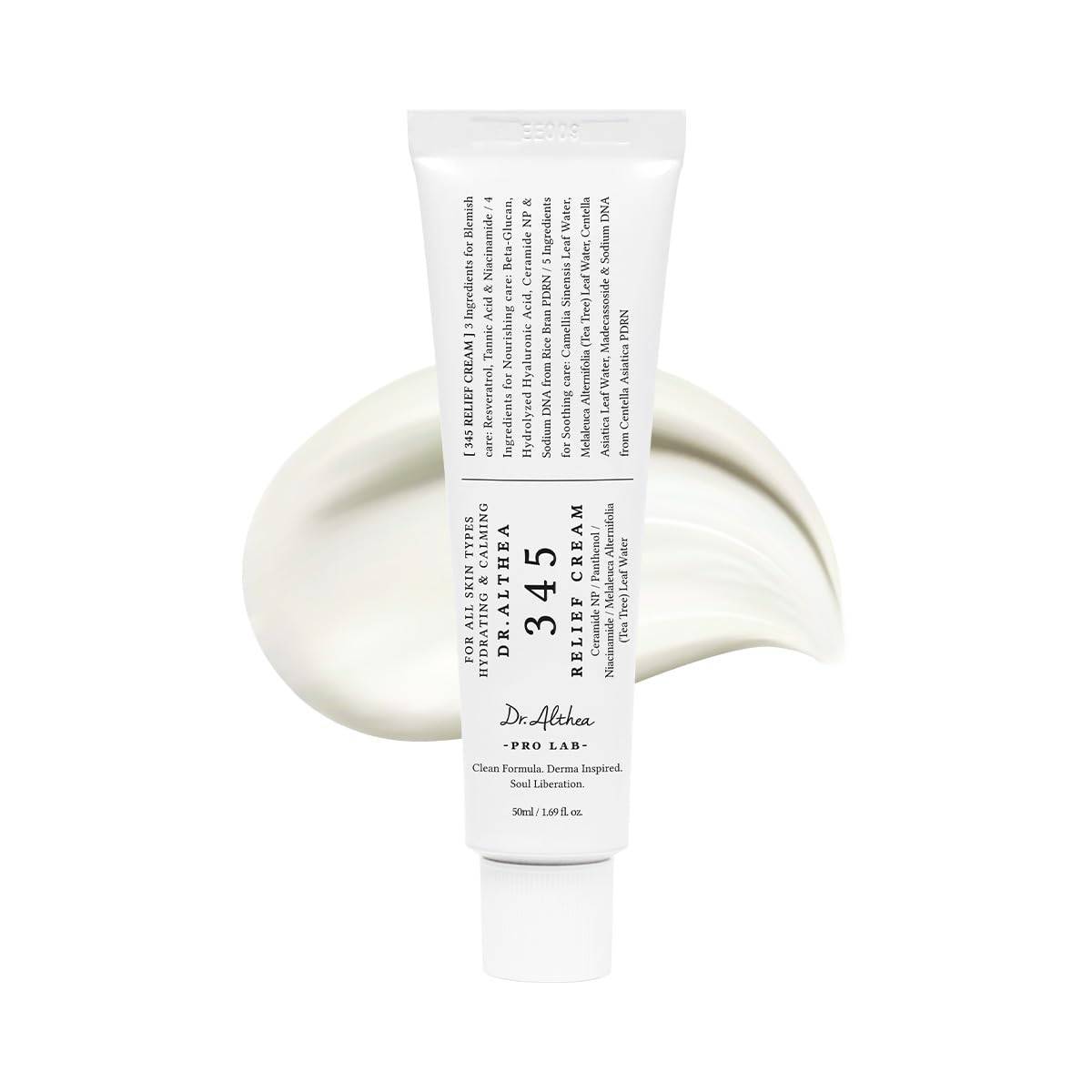 Dr.Althea 345 Relief Cream | Daily Face Moisturizer for Soothing Recovery and Blemish Care with PDRN & Niacinamide | Korean Vegan Skincare for All Skin Types, 1.69 Fl Oz (Ver.2 - Pack of 1)