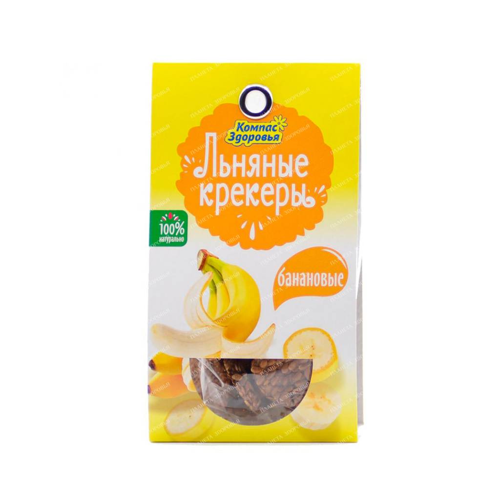 Crispy linen crackers with banana "Compass Health", 50g