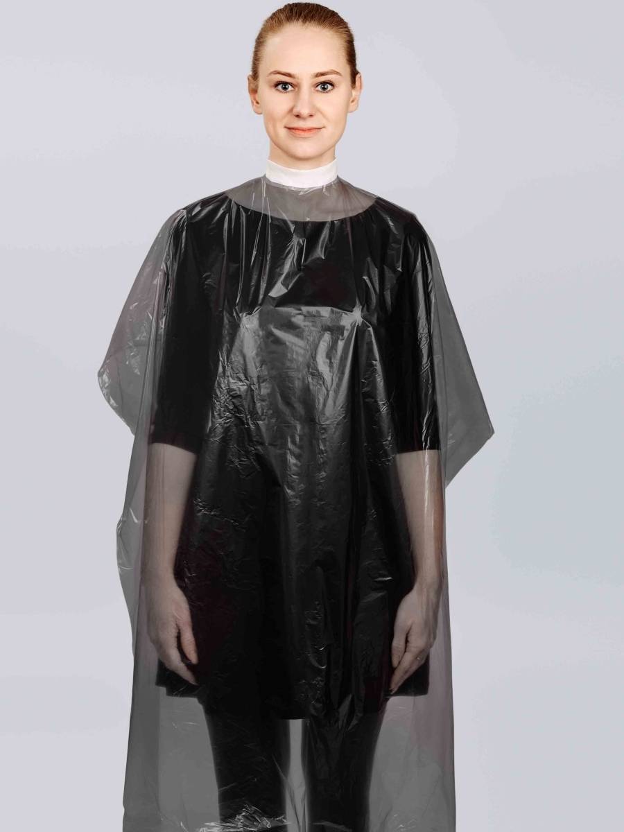 Chistovye Standard Haircut Cape, Black, 160x100 cm 50 Count