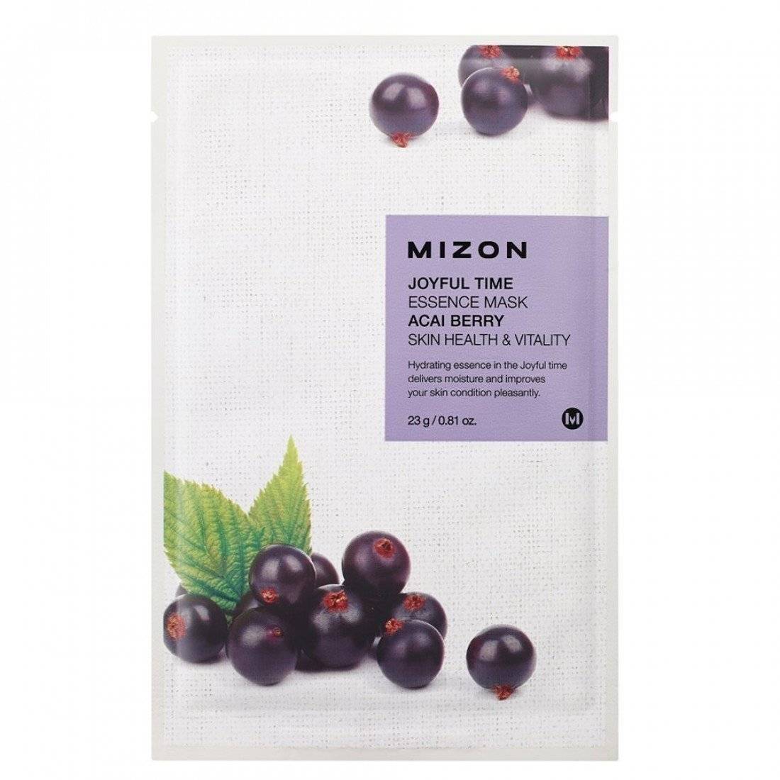 Mizon Joyful Time Essence Sheet Mask Acai Berry 1 Pack 1 Count