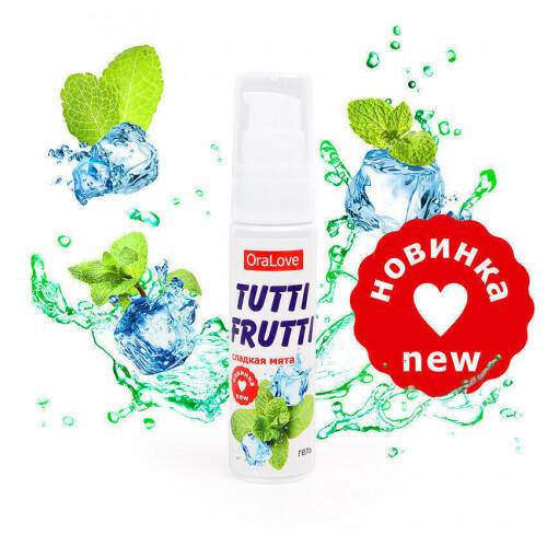 Edible Water-Based Gel Lubricant Tutti-Frutti OraLove, Sweet Mint Flavor, 30ml