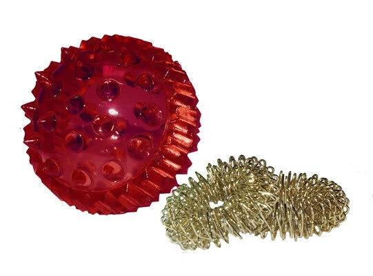 Su-Jok Therapy Ball Massager (Red, Double Ring)