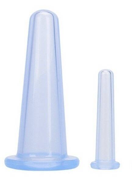 Blue Silicone Face Vacuum Cups: Massage Bank Set