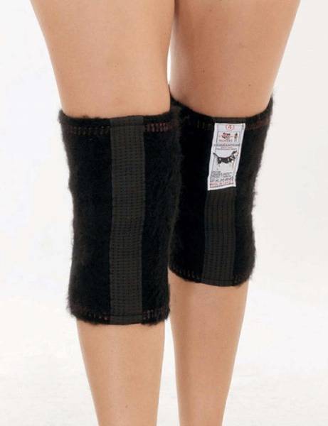 Musson Warming Camel Wool Knee Braces, Size L, Black
