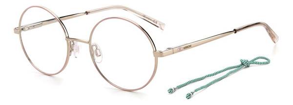 M MISSONI MMI 0022/TN Pink Metal Eyeglass Frame, Round, 49 mm