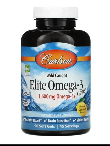 Carlson Labs Omega-3 Fish Oil 1600mg - 90 High-Potency Capsules