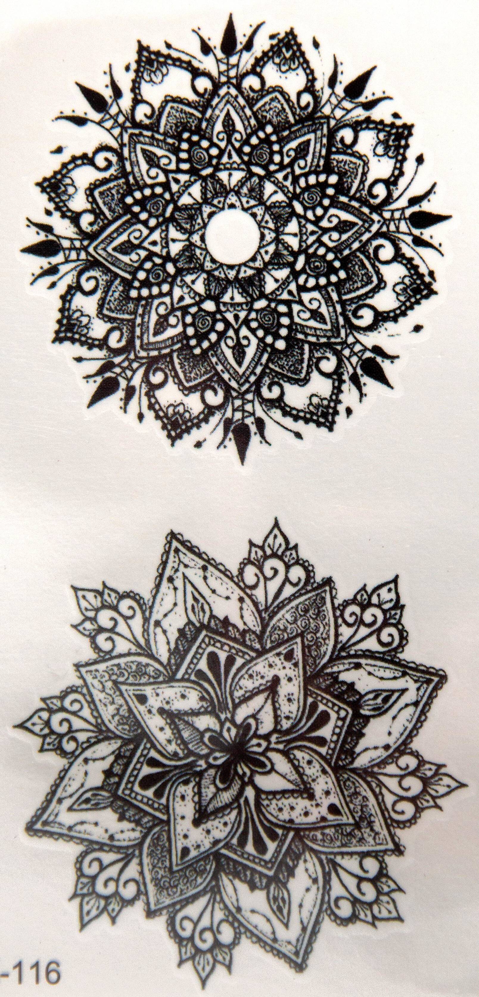 Tatukha-Mukha Patterned Flowers Temporary Tattoo 6x11 cm