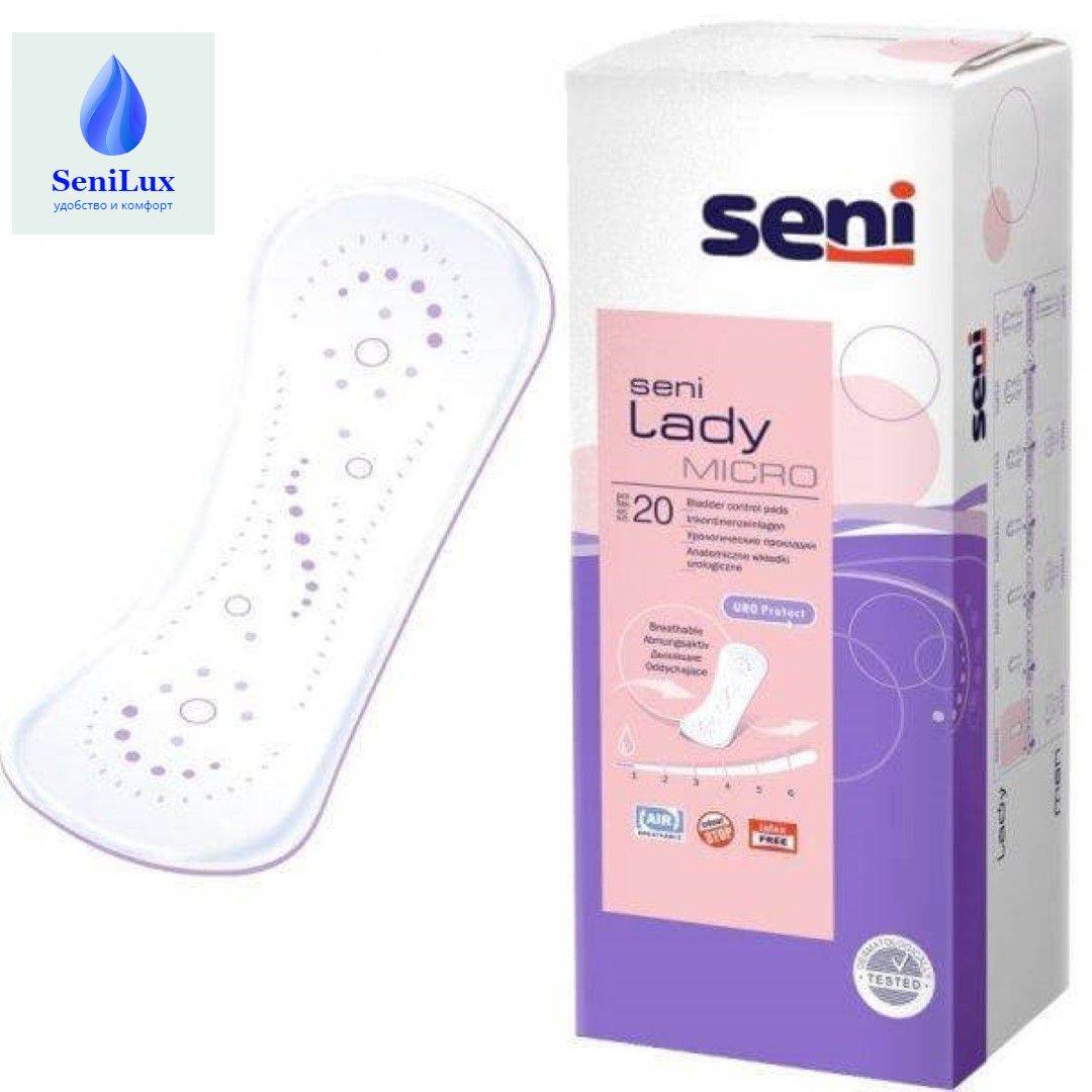 Seni Lady Micro Incontinence Pads, 1 Drop, 20 Count