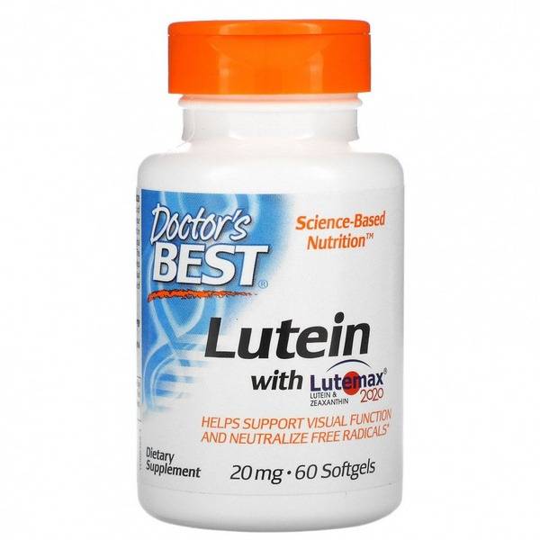 Doctor's Best Lutein with Lutemax 2020: 20mg Eye Support Supplement (60 Softgels)