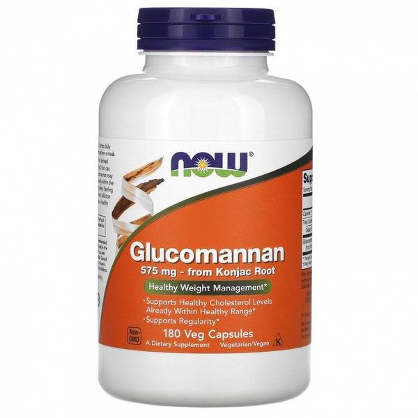 NOW Foods Glucomannan 575mg, 180 Vegetarian Capsules
