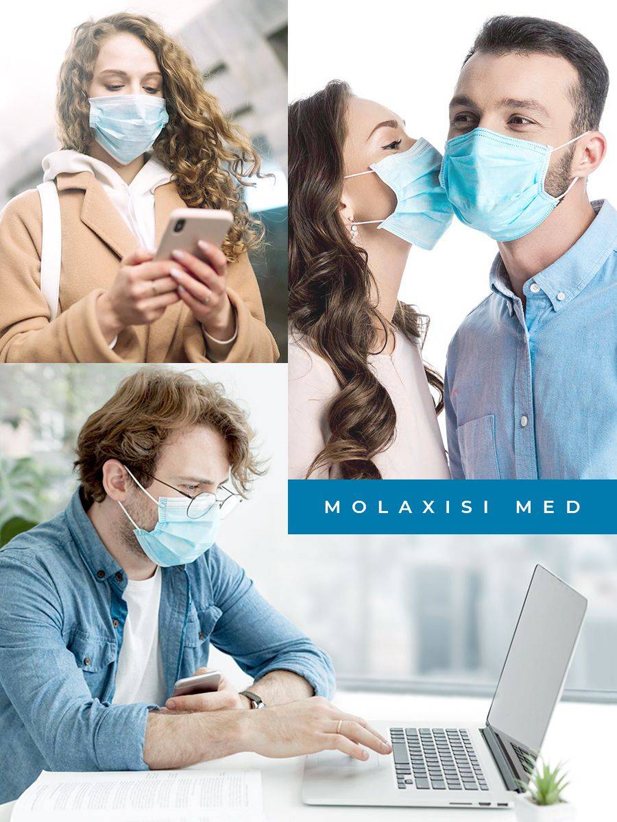 Molaxisi Med Disposable Medical Face Mask, 100 Pcs, with Nose Clip #4