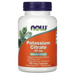 NOW Potassium Citrate 99 mg, 180 Plant-Based Capsules #1