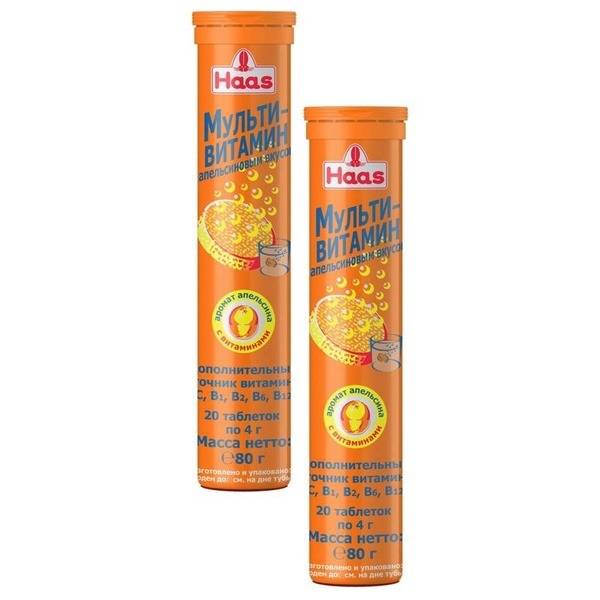 Haas Orange Flavored Multivitamin Tablets (2 x 80g)