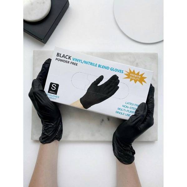 10-finger nitrile gloves Nitrile Blend Gloves S black 50 pairs