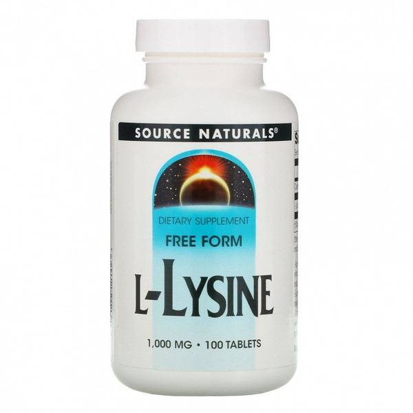 Source Naturals L-Lysine 1000mg, 100 Tablets