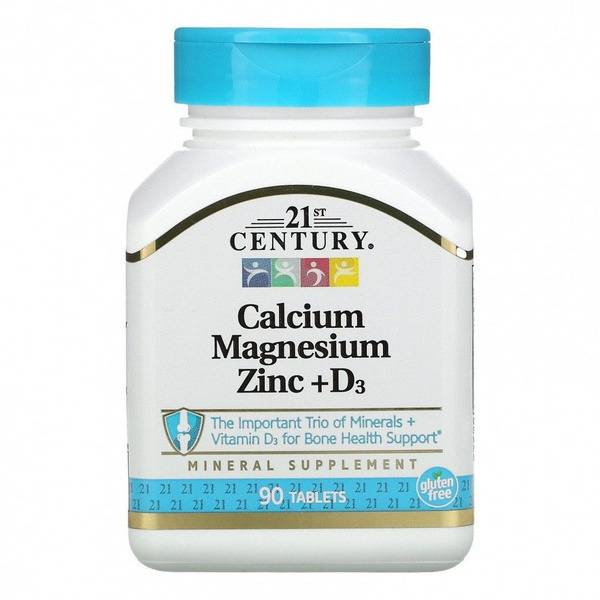 21st Century Calcium, Magnesium, Zinc & Vitamin D3 Supplement - 90 Tablets