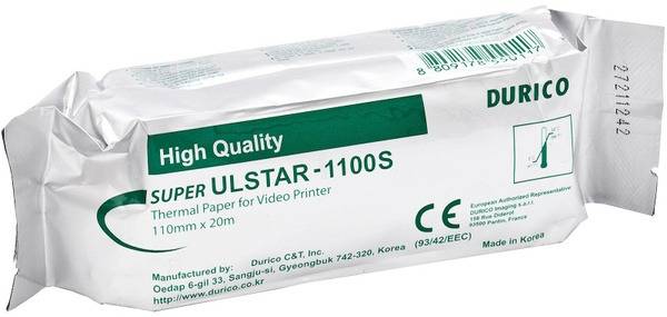 Durico ULSTAR-1100S Ultrasound Paper: 110mm x 20m Matte Roll