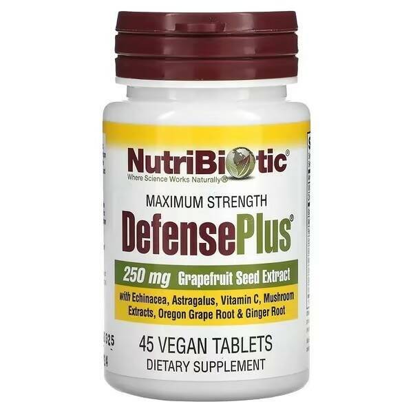 NutriBiotic DefensePlus Grapefruit Seed Extract Supplement - 45 Vegan Tablets
