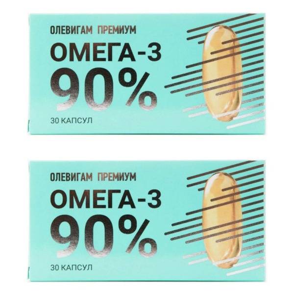 Olevigam Premium Omega-3 90% Capsules 1300mg, 30 Count, 2-Pack
