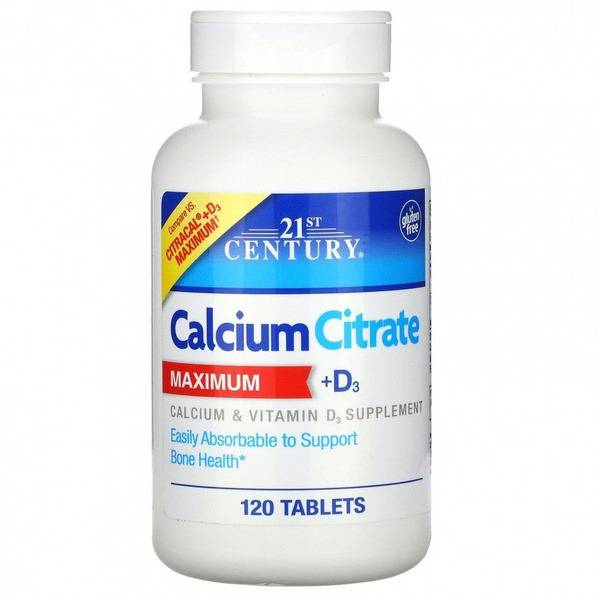 21st Century Calcium Citrate with Vitamin D3 120 Tablets 120 Count
