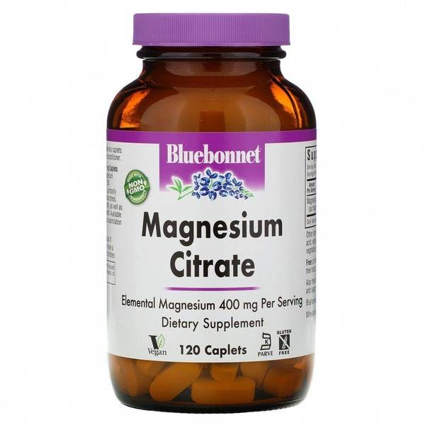 Bluebonnet Magnesium Citrate Supplement - 120 Capsules