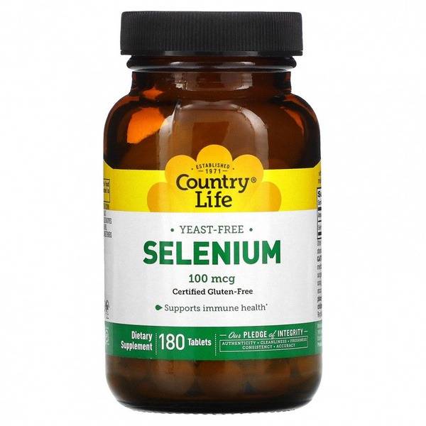 Country Life Selenium Supplement - Yeast-Free, 100mcg, 180 Tablets