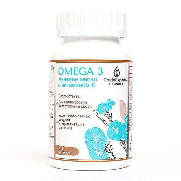 Omega-3 Flaxseed Oil Capsules with Vitamin E - 360 Count (350mg) by CredoExperto