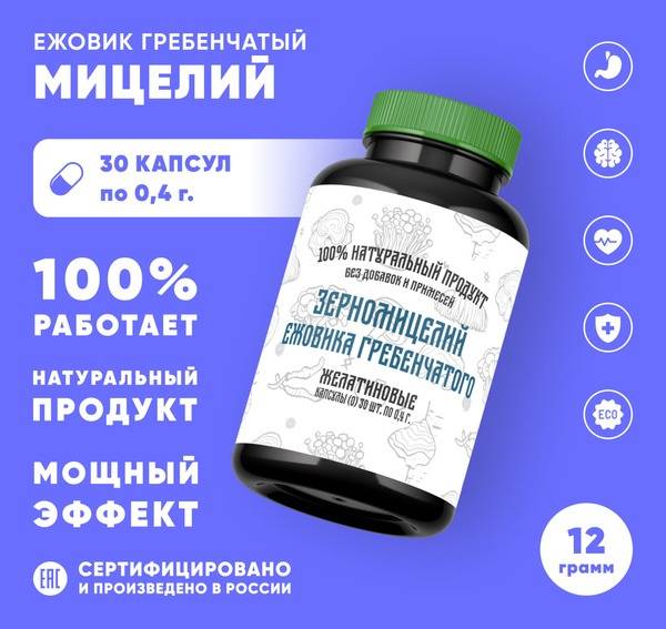 Lion's Mane Mushroom Mycelium Capsules: 30 Capsules (12g)