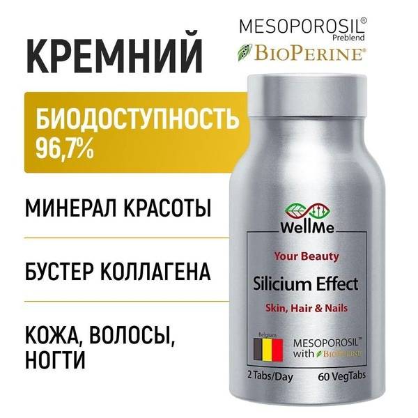 WellMe Silicium Effect: Bioavailable Silicon for Hair, Skin, & Nails (60 Tablets)