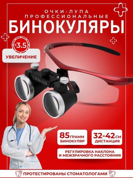 Dental & Jeweler's Binocular Loupes 3.5x Magnification with Case