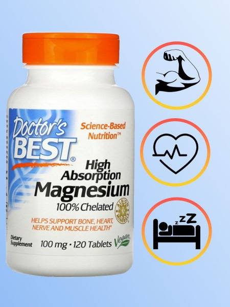 Doctor's Best High-Absorption Magnesium 100mg (120 Tablets)